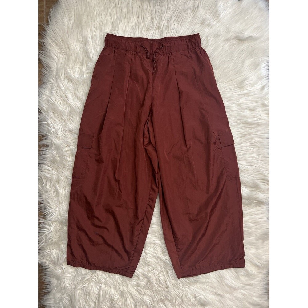 Oysho Wide Leg Cargo Pants Copper Brown Polyamide Lightweight Lined Womens